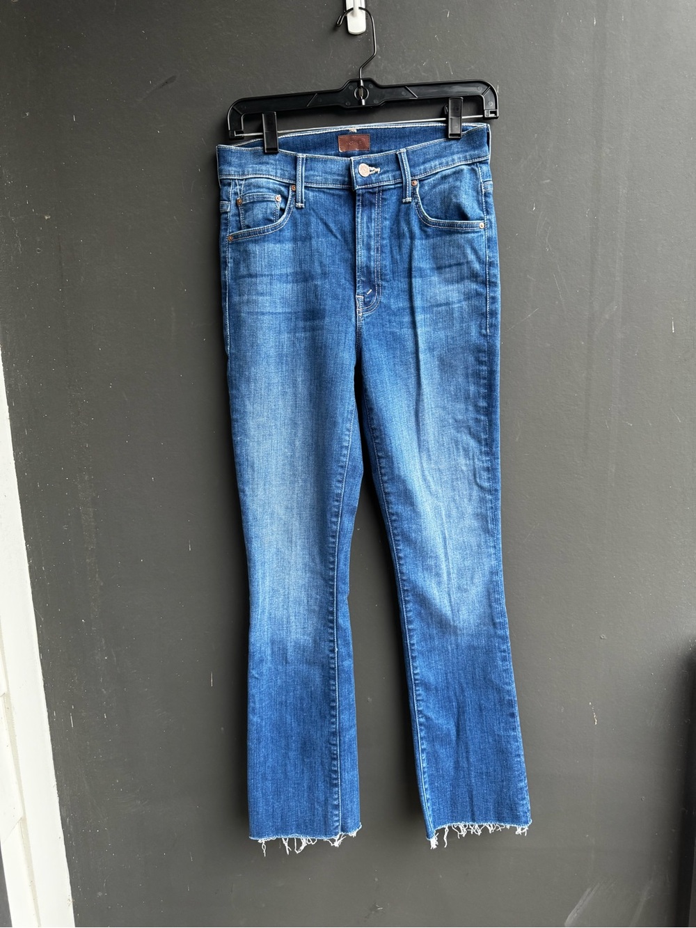 MOTHER The Insider High Waist Fray Hem Crop Bootcut Jeans